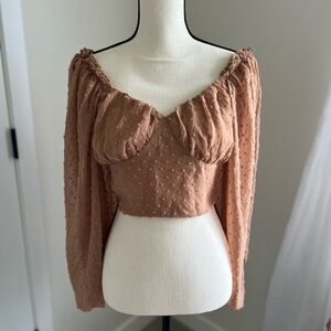NWOT HYFVE Tan Blouse Crop Top